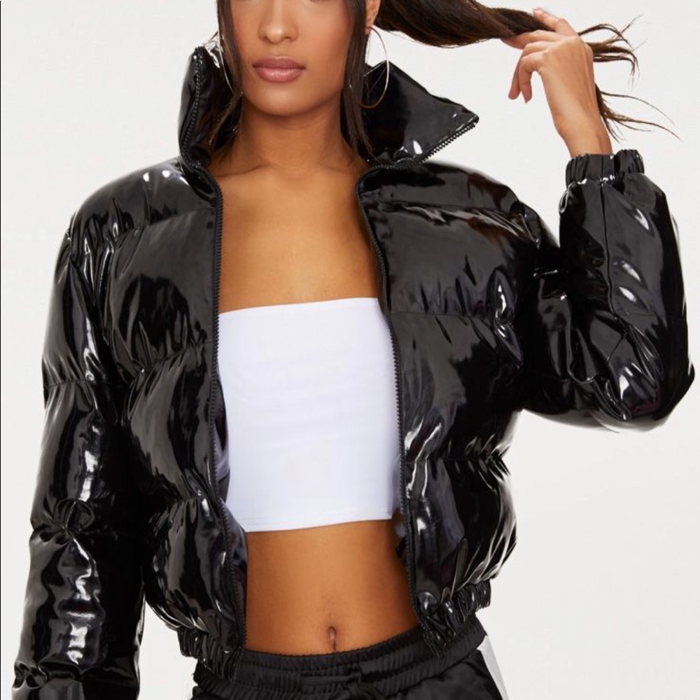 NWT black shiny puffer jacket